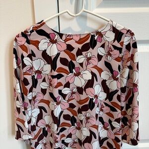 Floral Women's Top - Pink and Brown